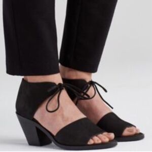 Eileen Fisher sz 6.5 Ann black leather ankle tie sandals